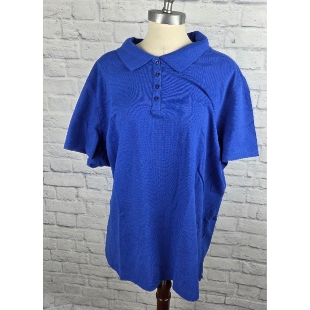 Karen Scott Plus Size Cotton Short-Sleeve Polo Shirt Ultra Blue Size 4X